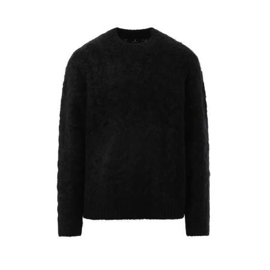 Alpaca Cable Knit Sweater in Jet Black