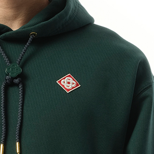 Embroidered CC Patch Hoodie in Green