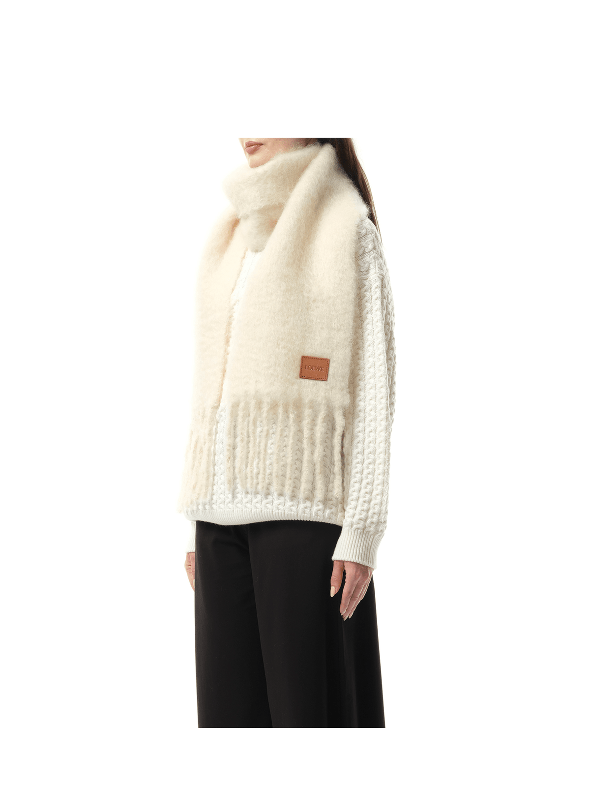 Loewe Mohair Blend Scarf in White