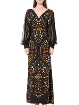 Long Sleeve Silk Dress in Black