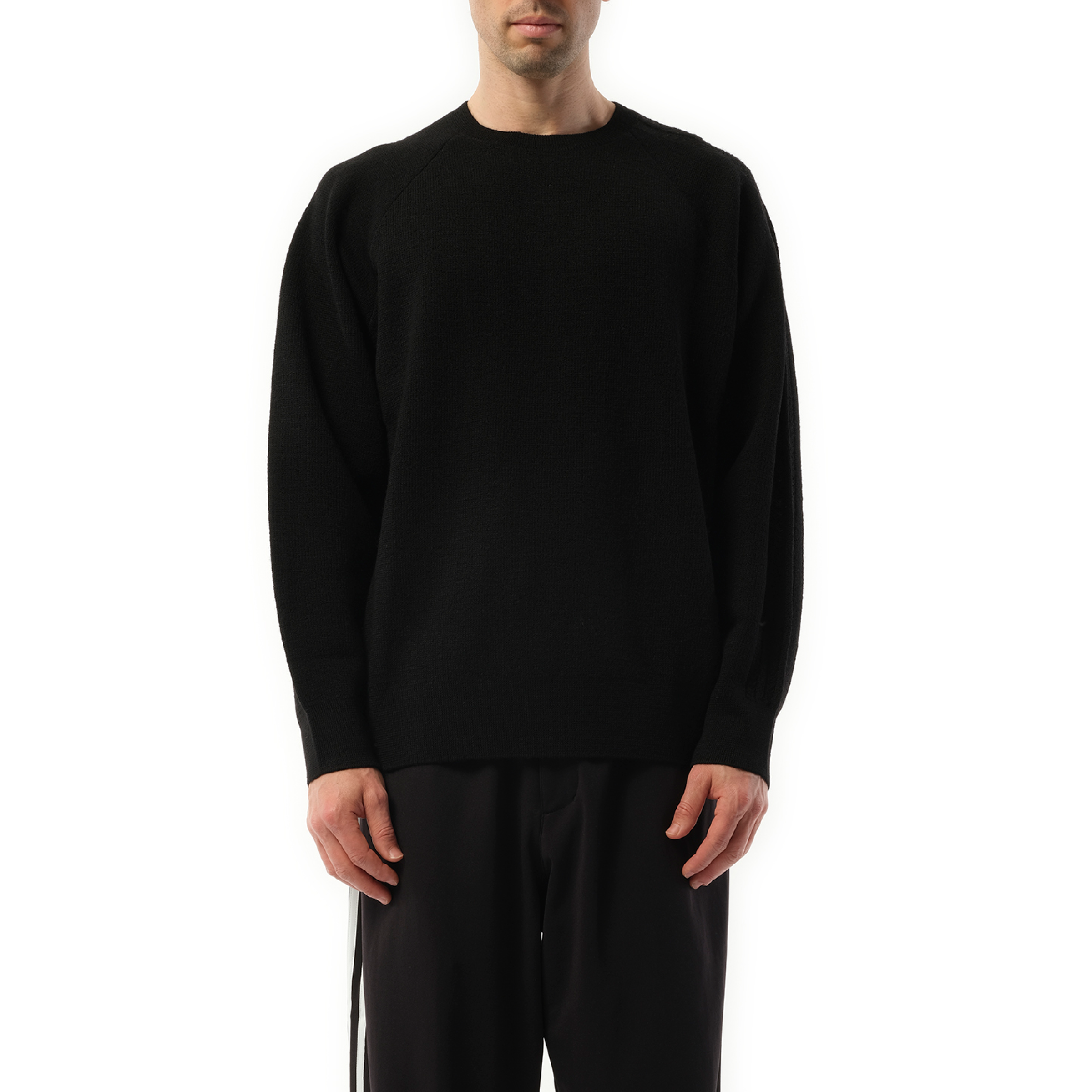 3 Stripe Knit Sweater in Black