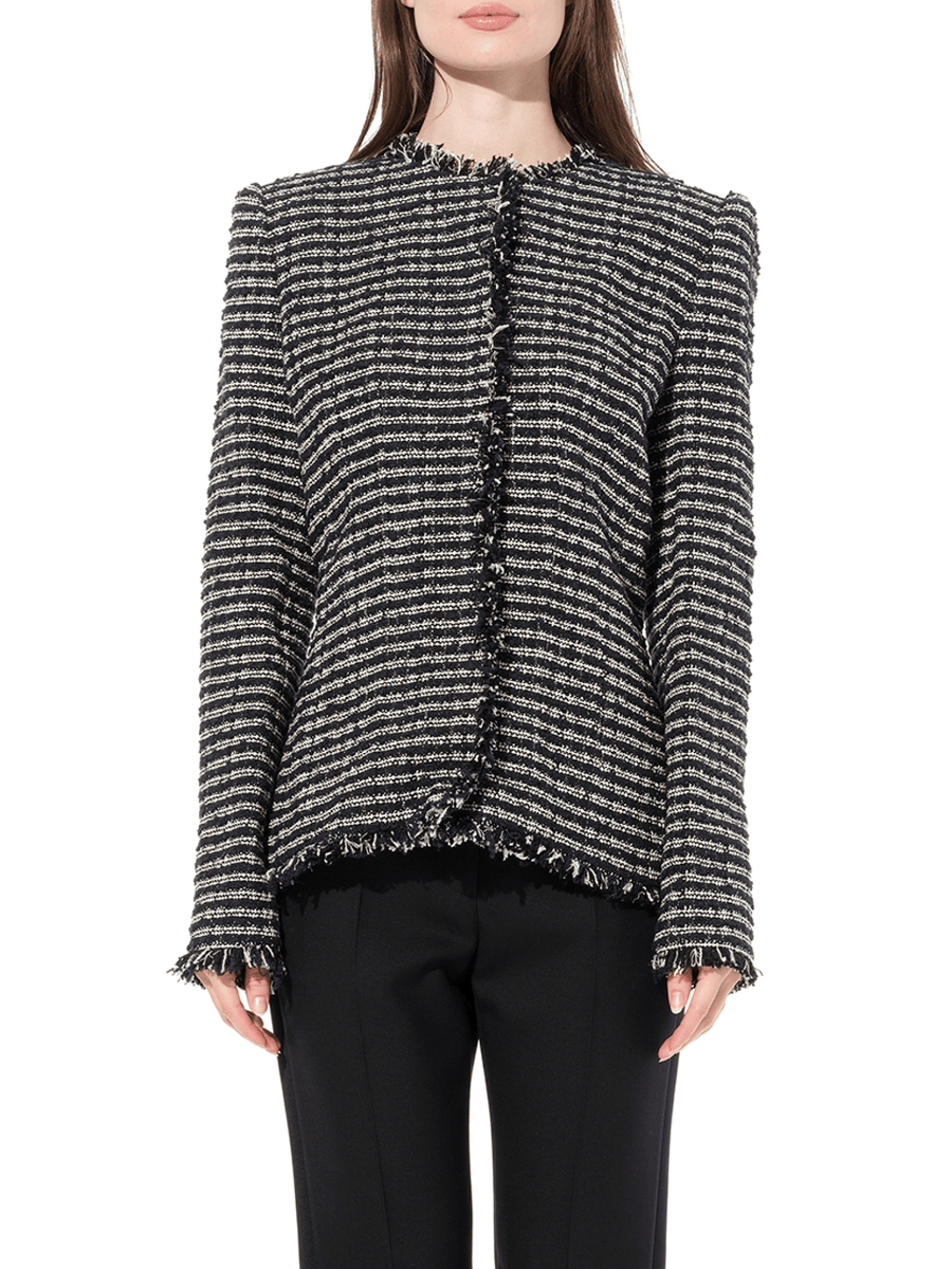 Boucle Tweed Jacket in Black/Ivory