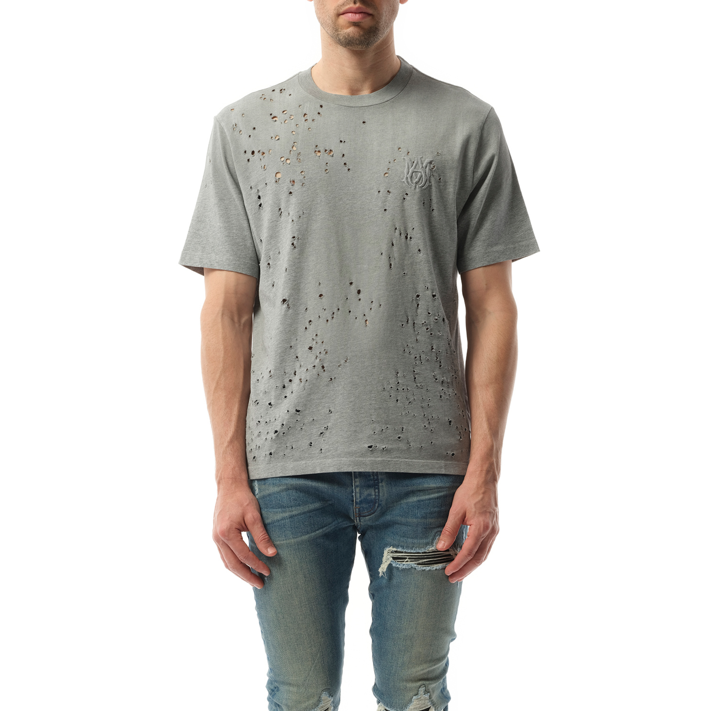 MA Shotgun Embroidered T-Shirt in Grey