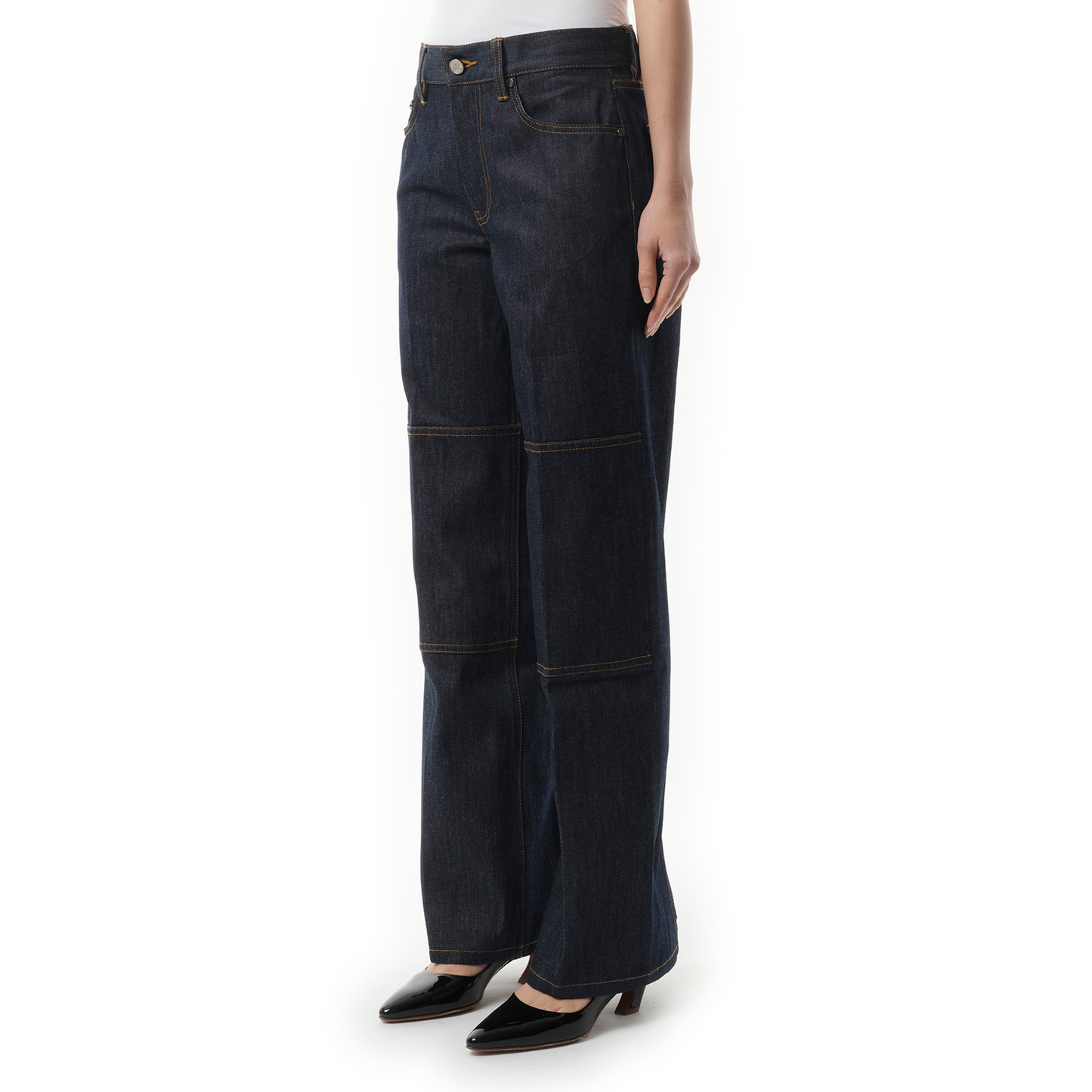 Women Zip Carpenter Jeans in Raw Indigo