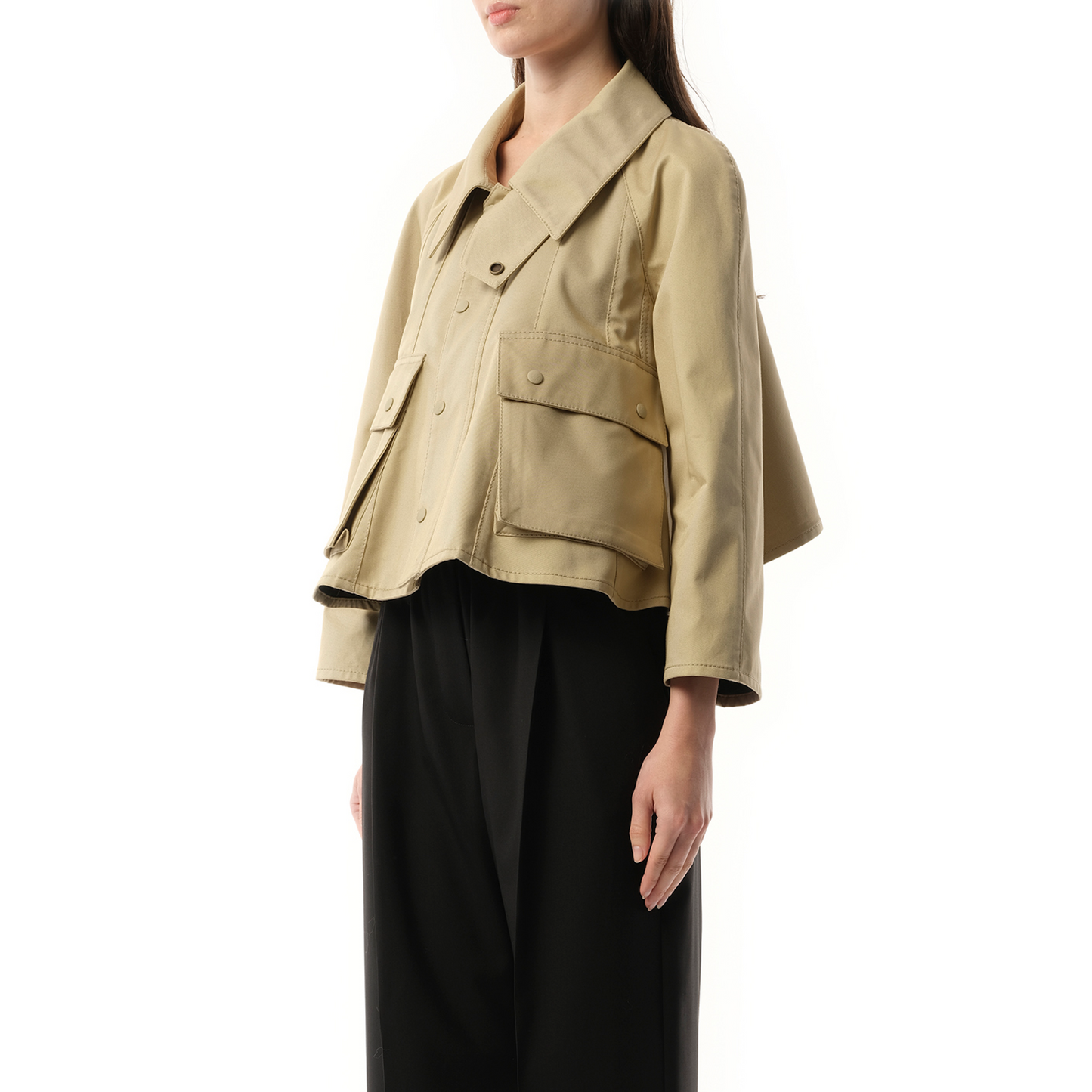 Trapeze Jacket in Safari Beige/Green