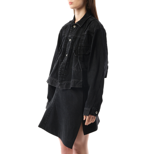 Reconstructed Denim Jacket in Black