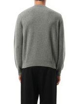 Loewe Anagram Embroidered Knit Sweater in Grey Melange