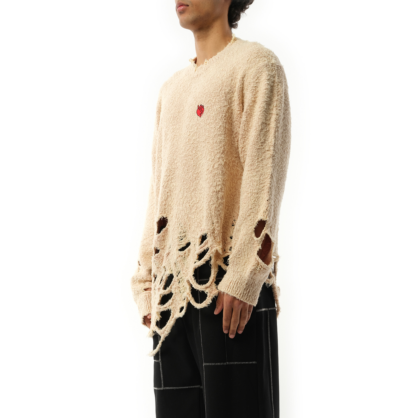 Zombie Silhouette Knit Sweater in Beige