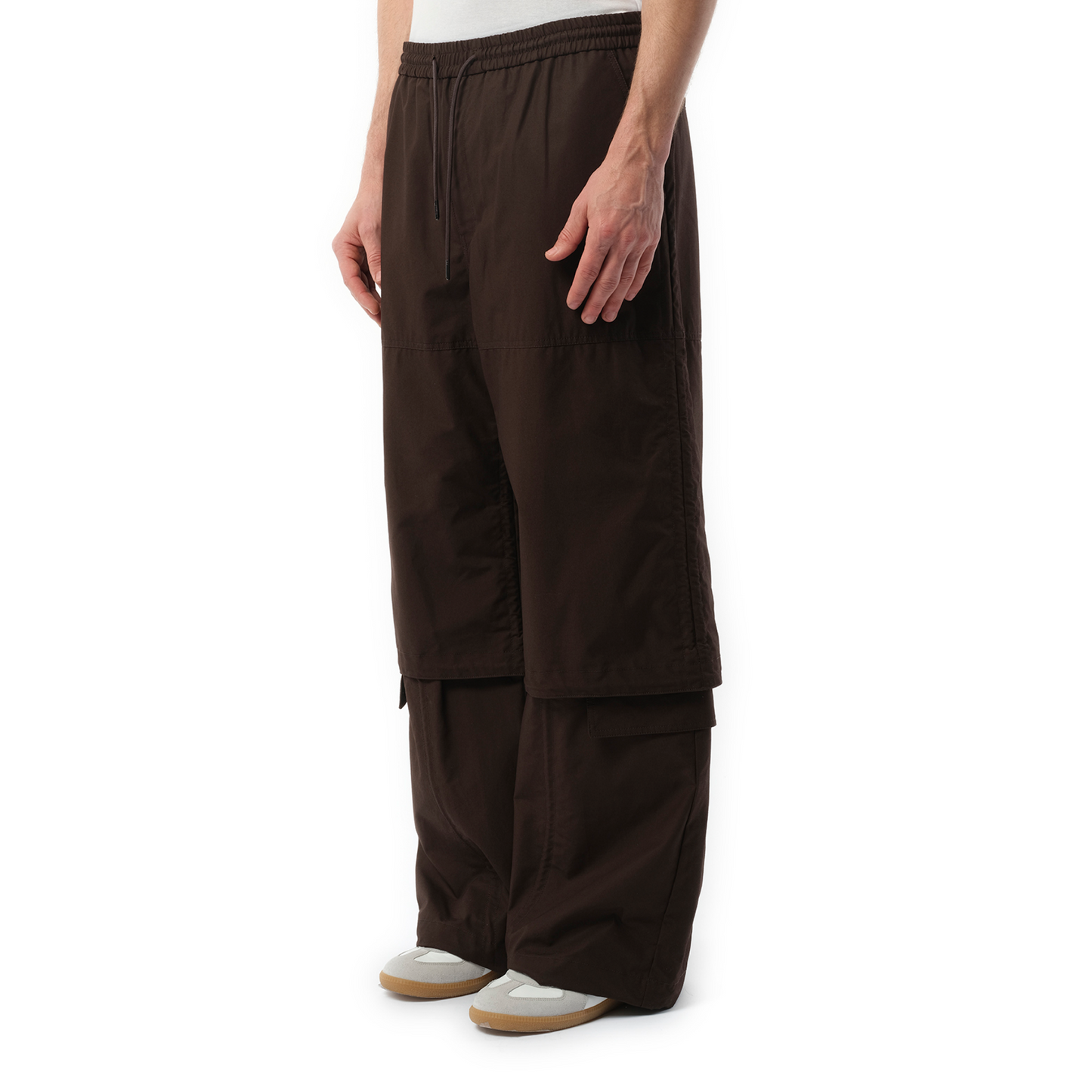 Brushed Cotton Puckered Pants in Brown