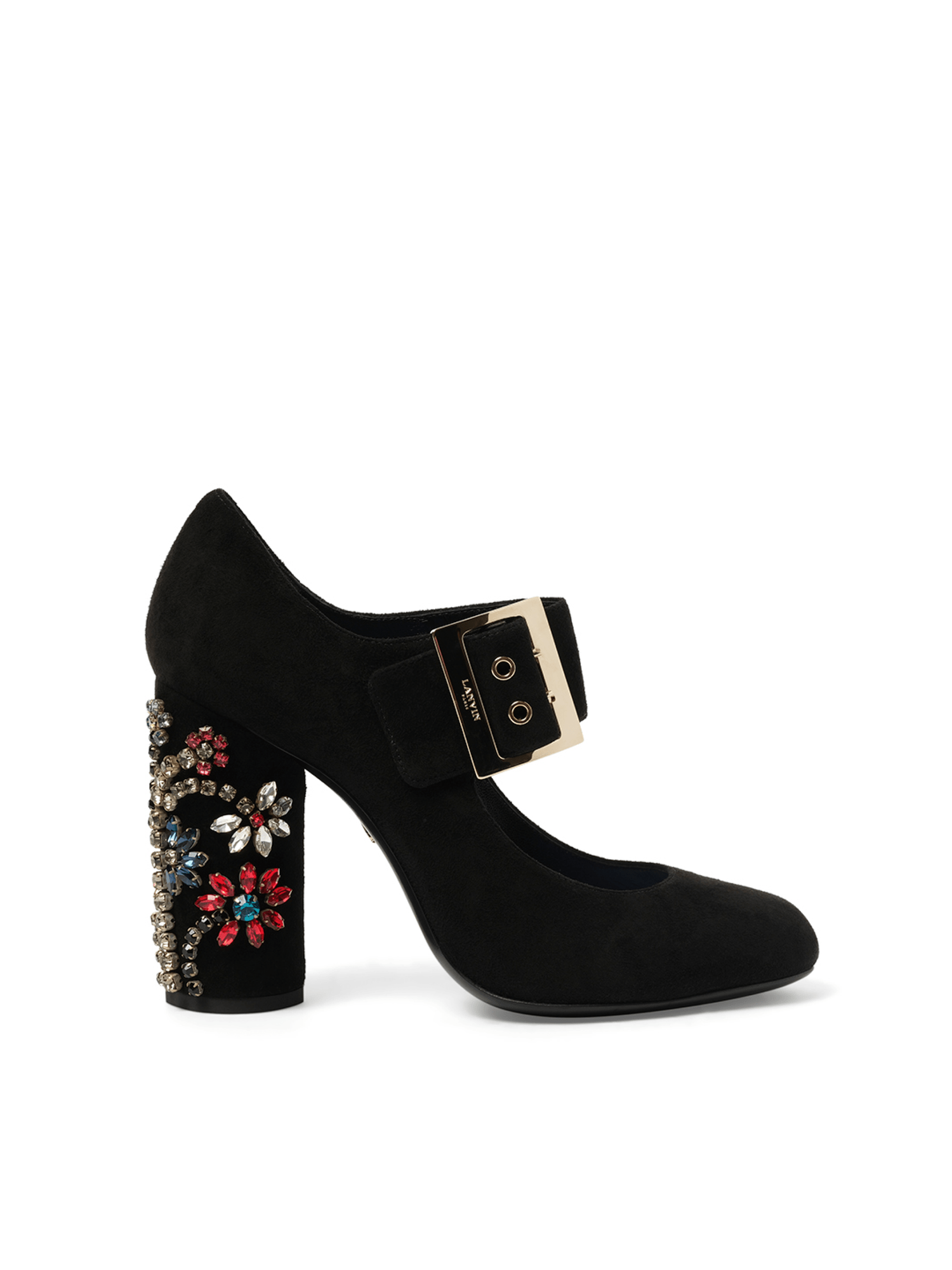 Emb Mary Jane Pump in Black Side View | LANVIN