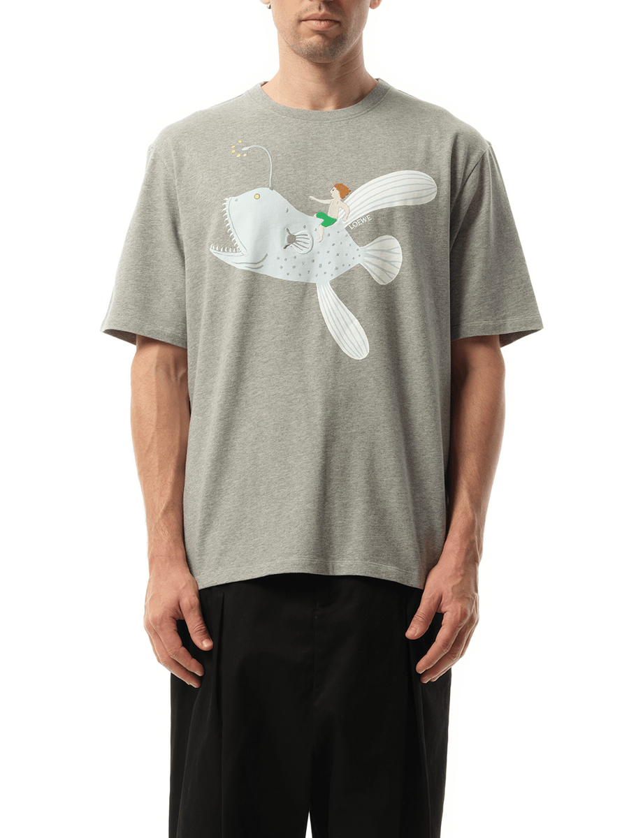 Loewe Suna Fujita Anglerfish T-Shirt in Grey Melange