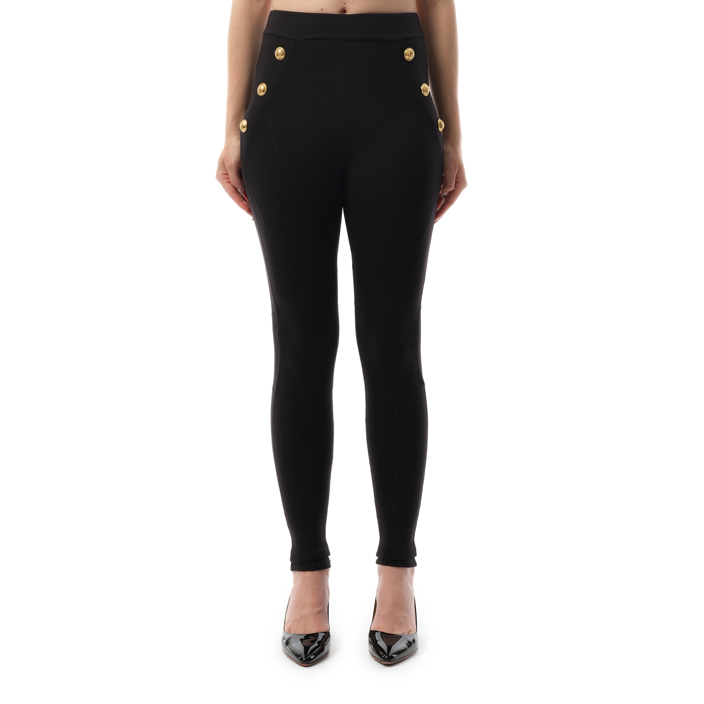 6 Button Jersey Leggings in Black