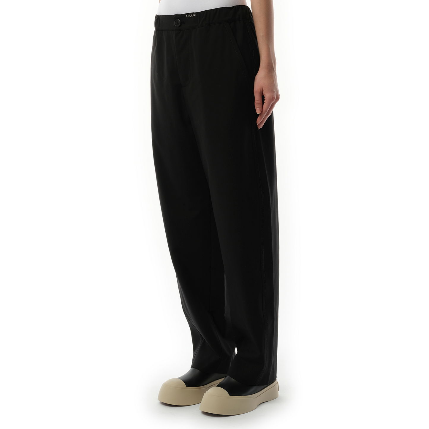 Straight Fit Light Wool Trouser in Black