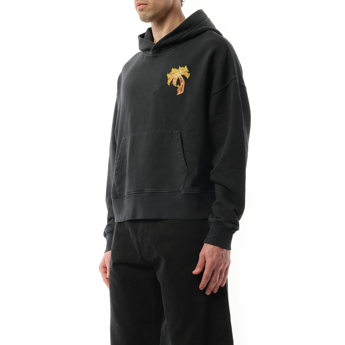 Burning Palm Hoodie in Black/Gold