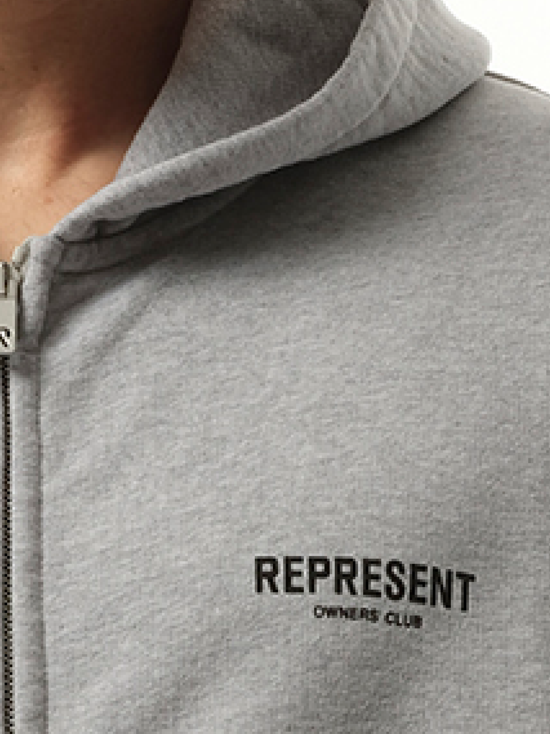 Represent Represent Owners Club Zip Hoodie in Ash Grey/Black