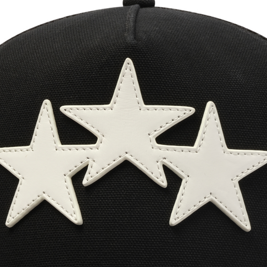 3 Star Trucker Hat in Black/White