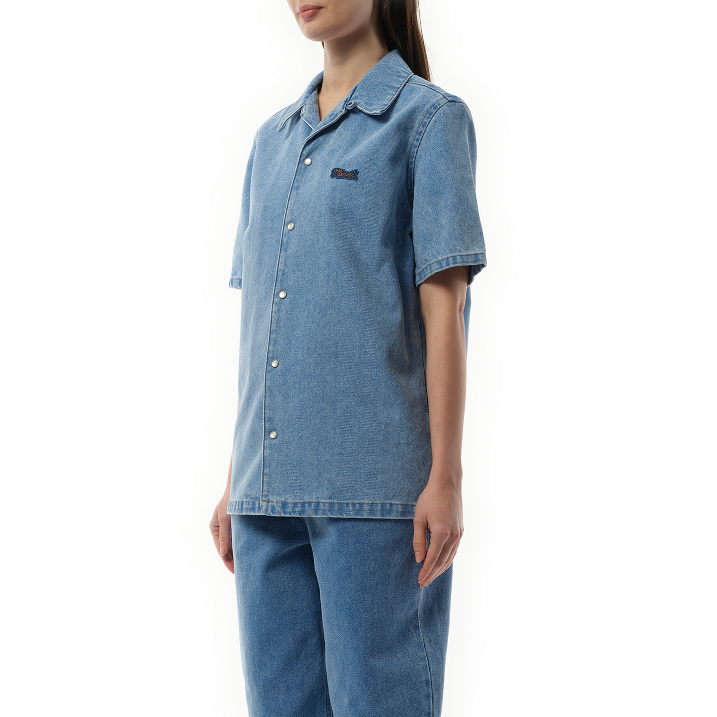 Short Sleeve Denim Shirt in Cobalt