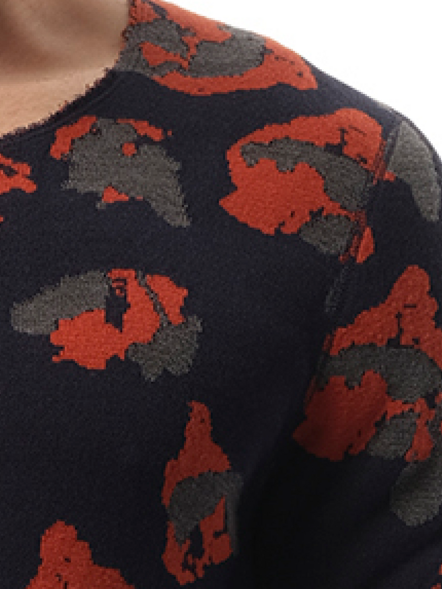 Leopard Jacq Raw Sweatshirter in Navy