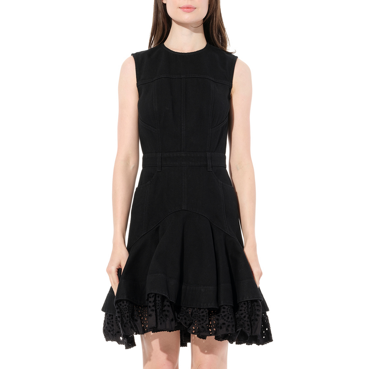 Brod Mini Denim Dress in Black