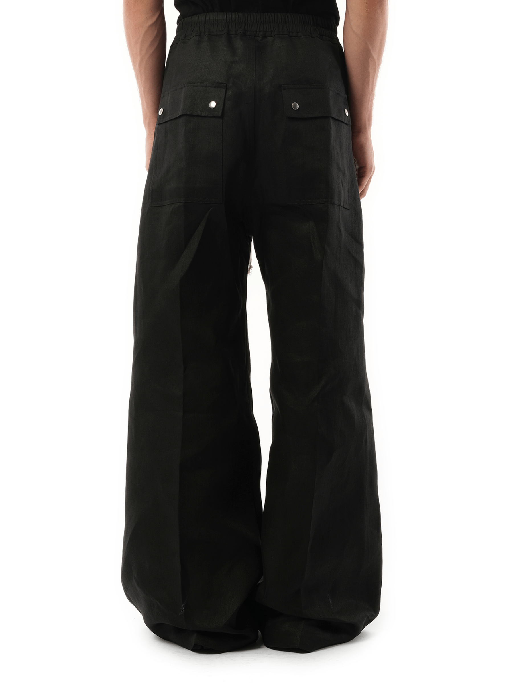 Rick Owens Linen Wide Bela Pants in Black