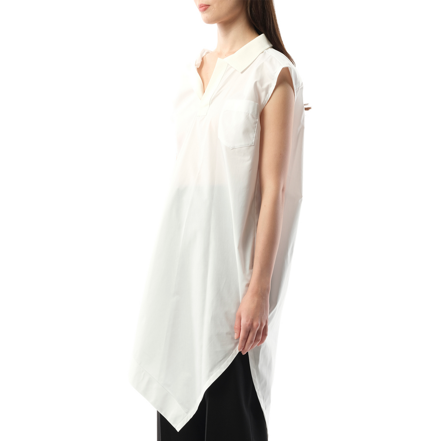 Cotton Poplin Polo Shirt in Off White