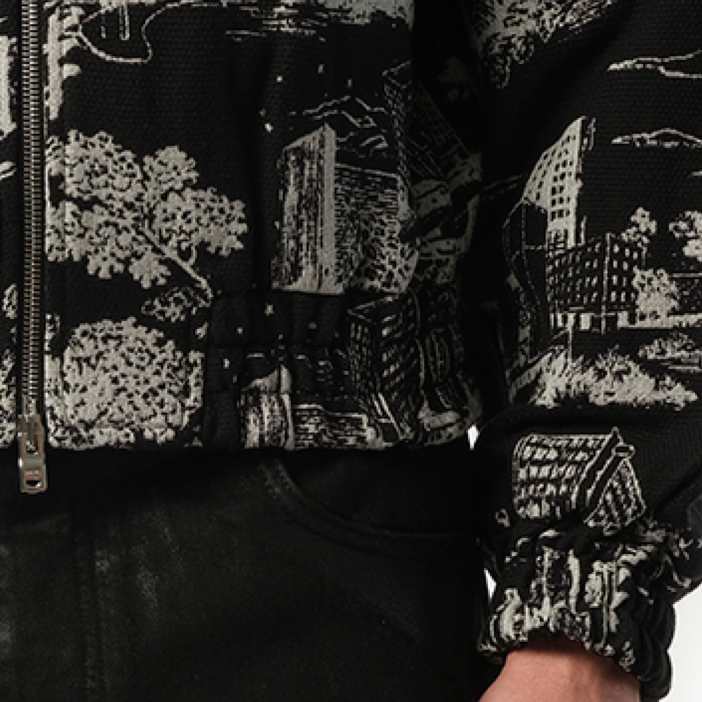 LA Landmark Tapestry Bomber Jacket in Black