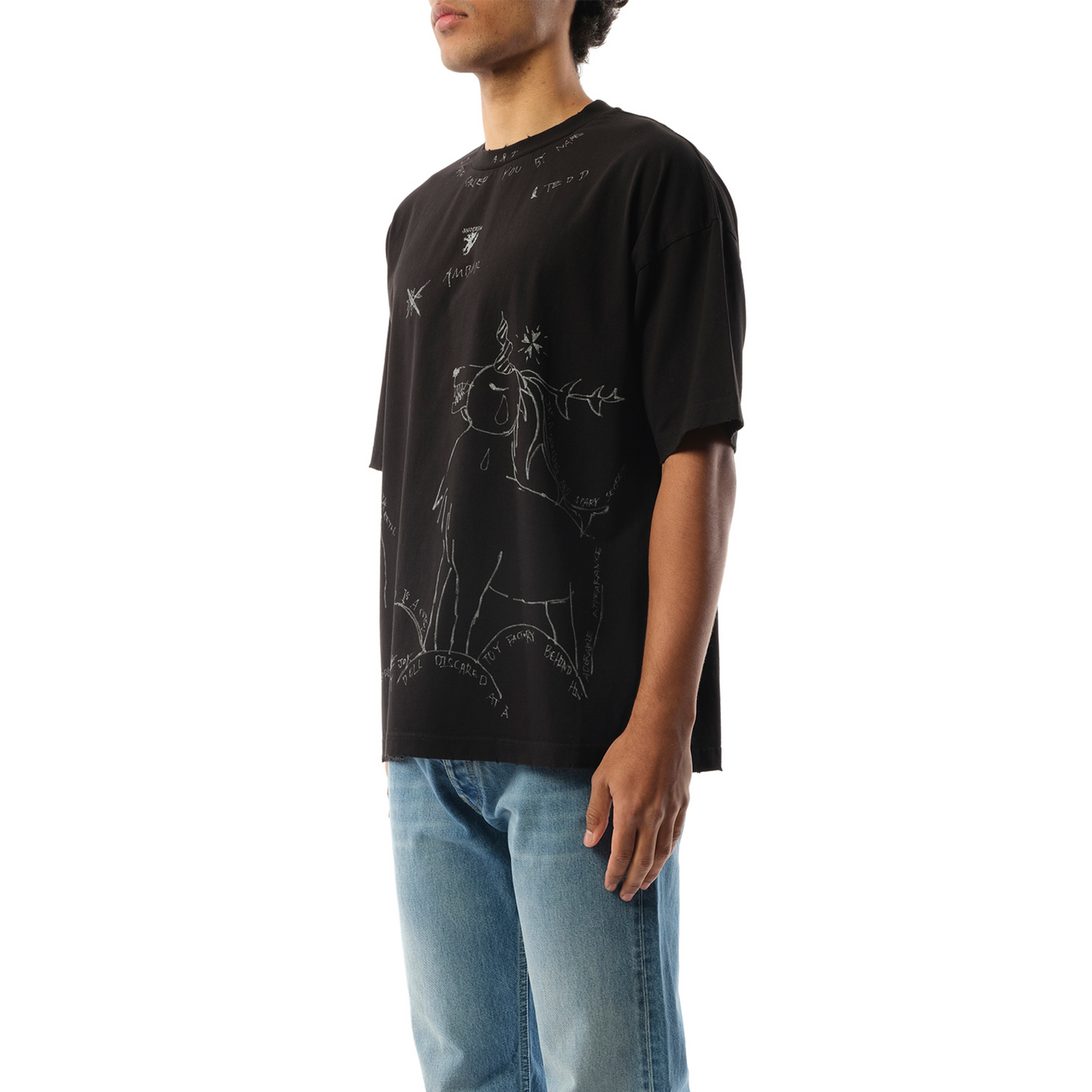 Dyed Print Short-Sleeved T-Shirt in Black