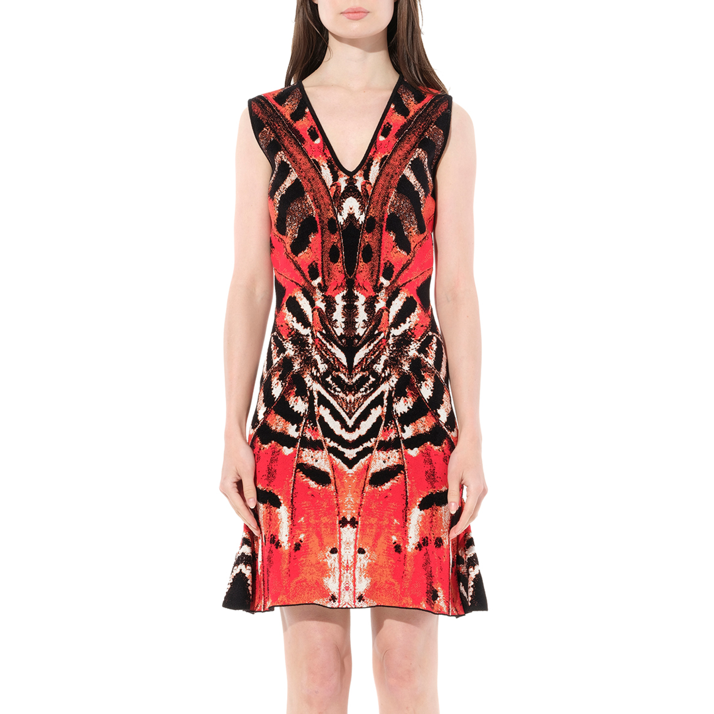 Butterfly Jacquard Dress in Red