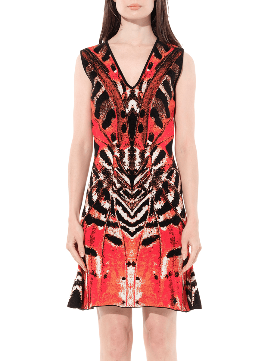 Butterfly Jacquard Dress in Red