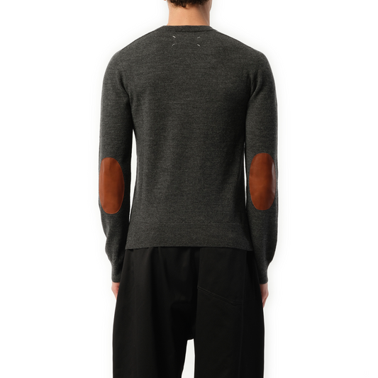 Elbow Patch Knit Sweater in Charcoal