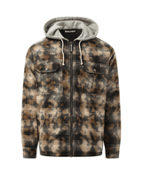 Palm Angels Curved Logo Check Overshirt in Grey/Off White