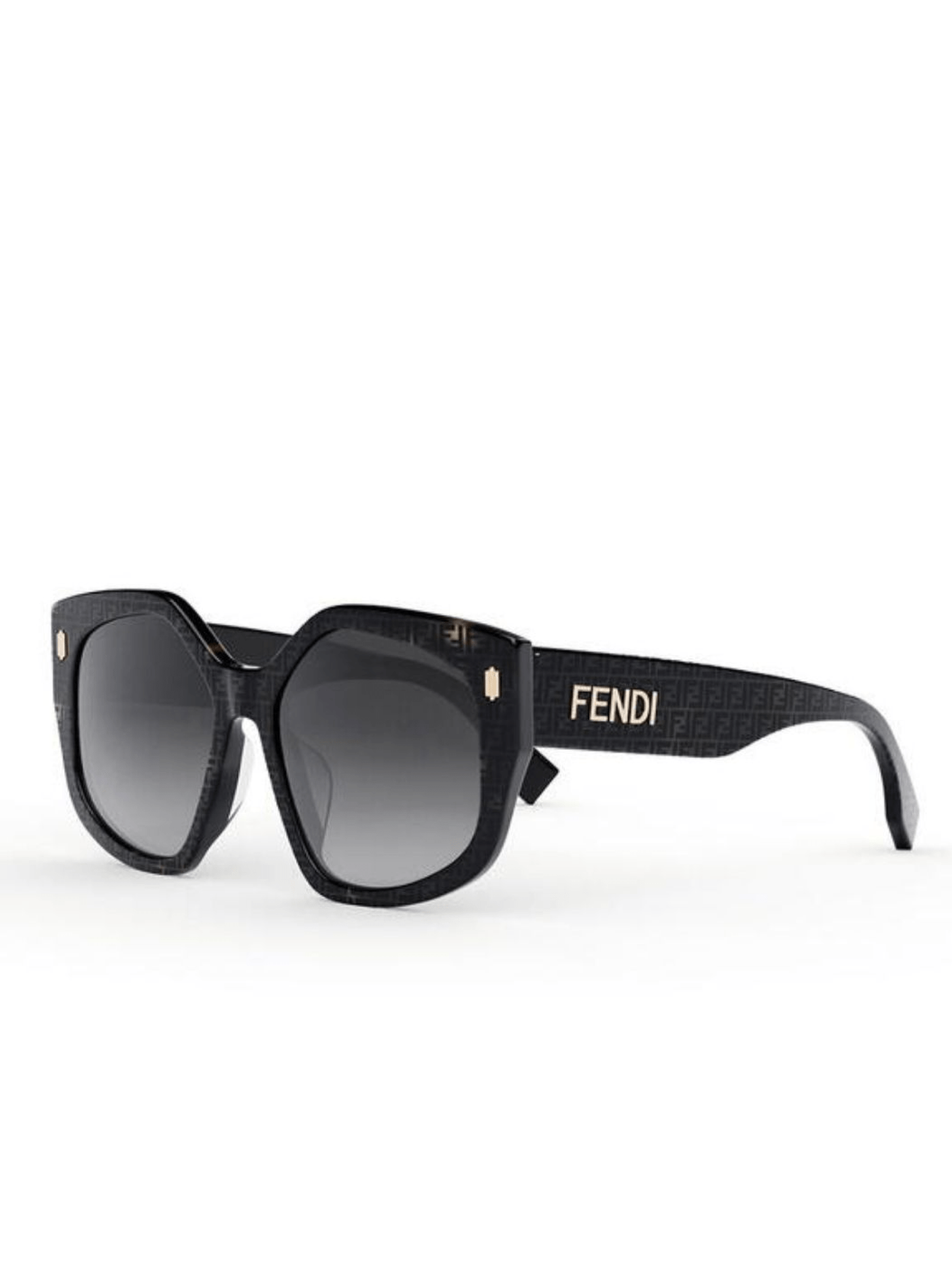 FE40017F Geometric Sunglasses with Gradient Smoke Lens in Coloured Havana