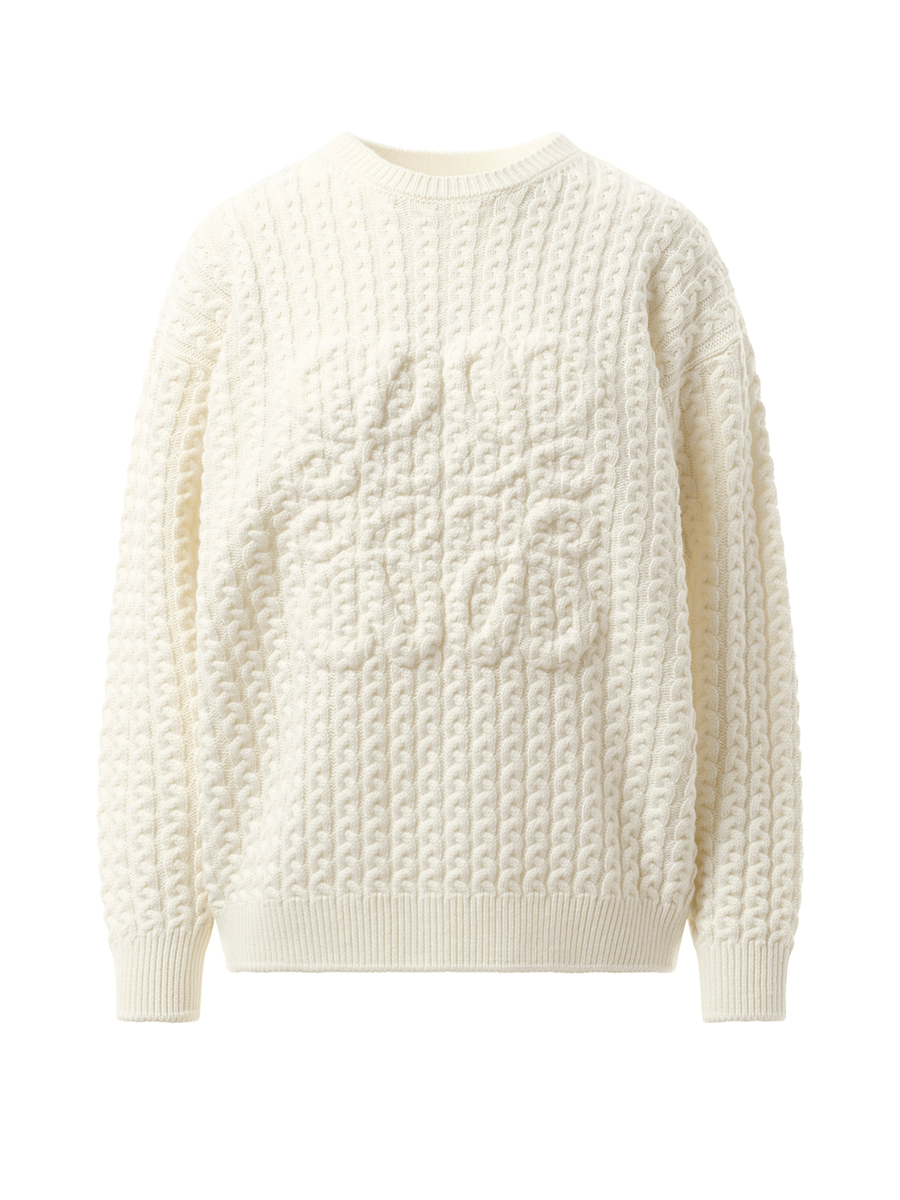 Loewe Cable Anagram Sweater in White