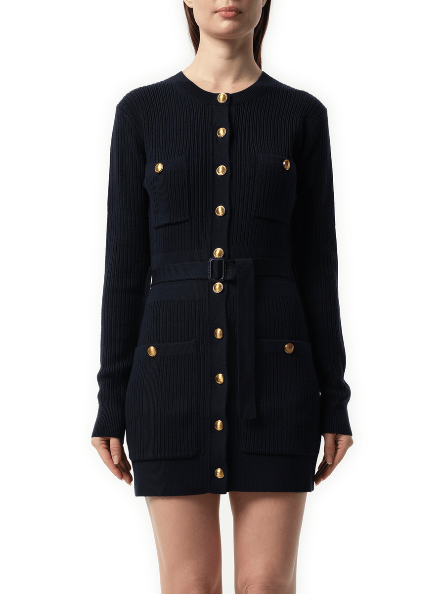 Long Fitted Cardigan in Navy
