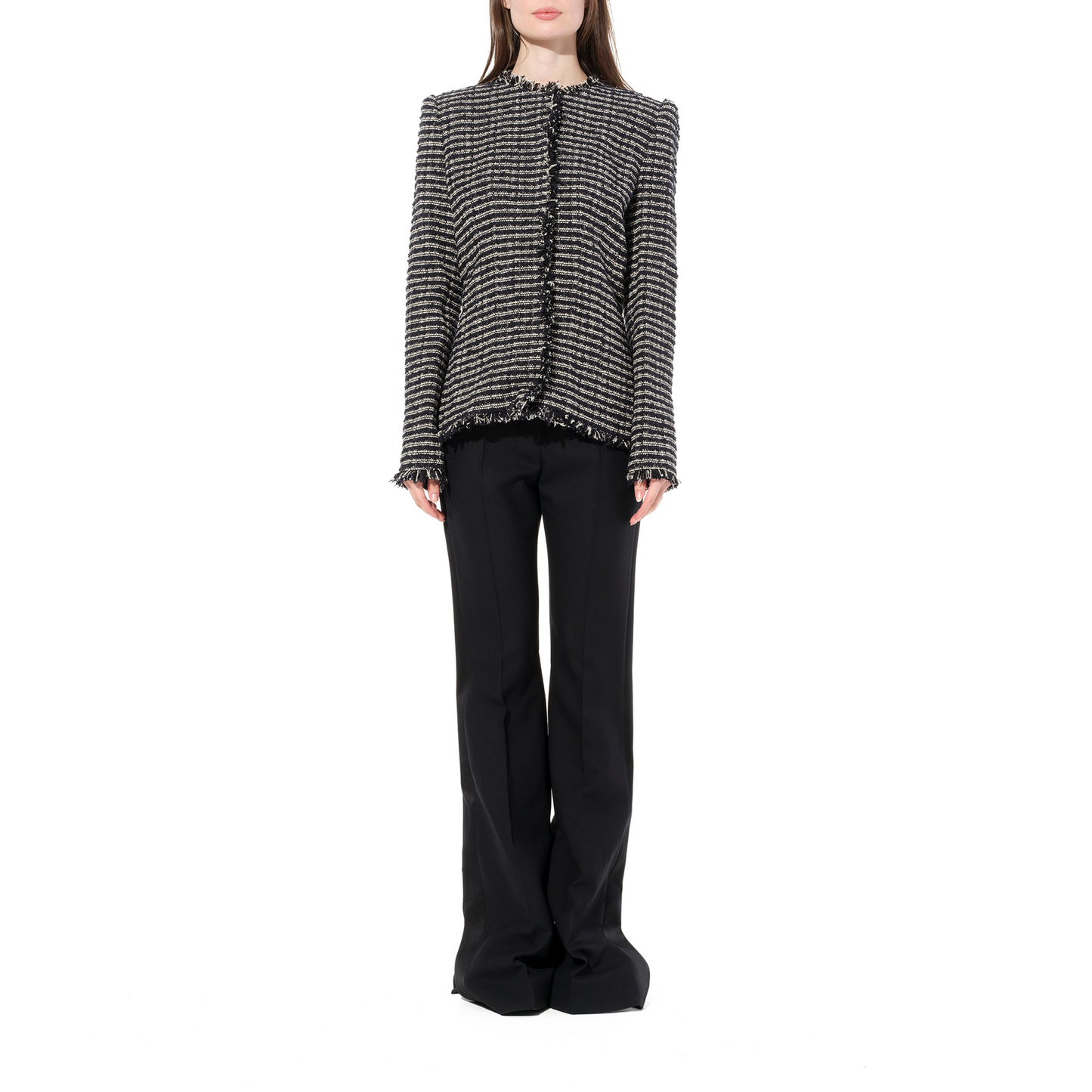 Boucle Tweed Jacket in Black/Ivory