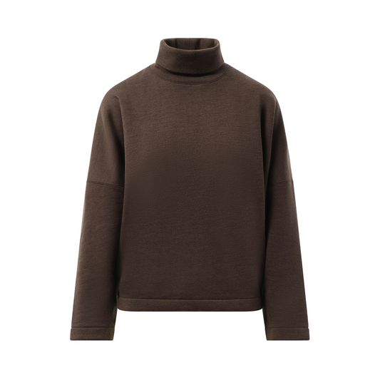 High Neck Sweatshirt in Dark Brown Melange