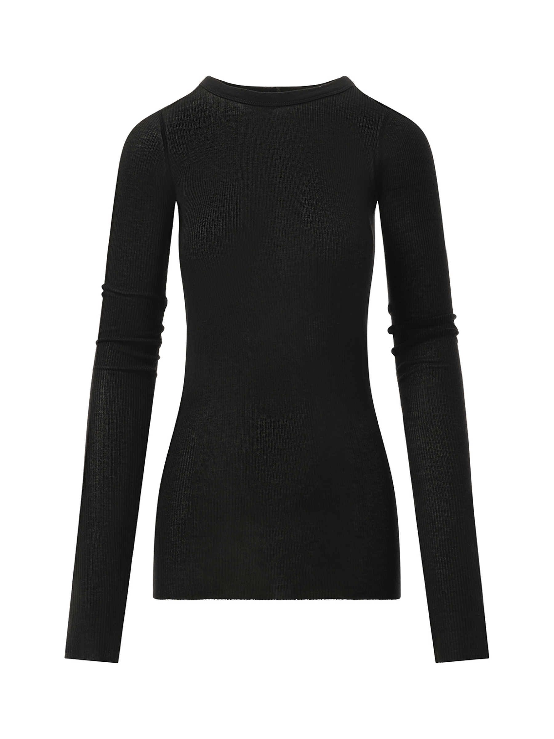 Rick Owens Rib Long Sleeve T-Shirt in Black
