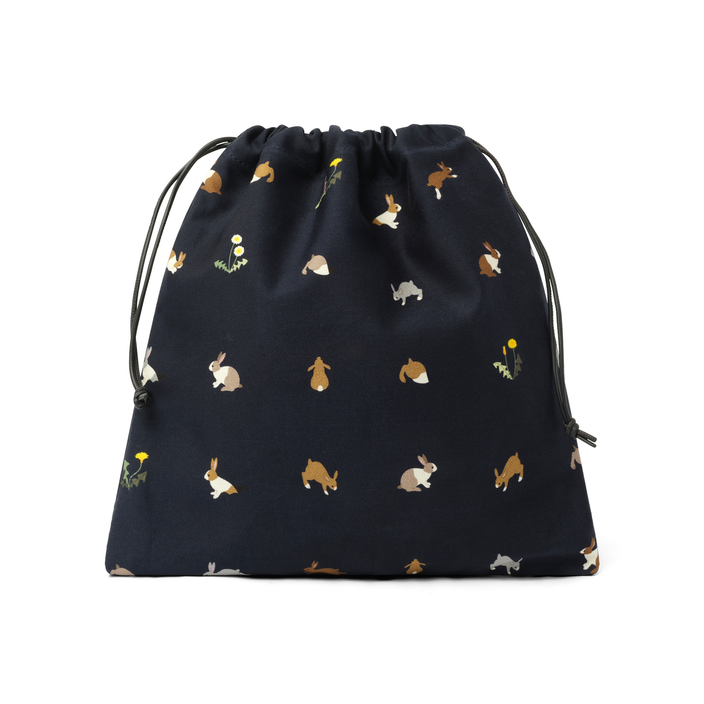 Bunnies Drawstring Pouch in Deep Navy