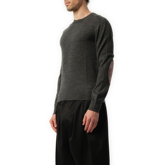 Elbow Patch Knit Sweater in Charcoal