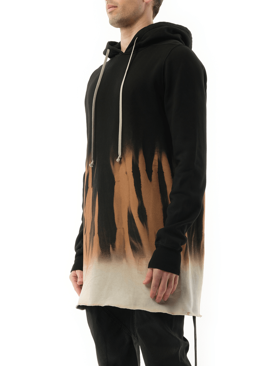 Drawstring Hoodie in Black/Terra