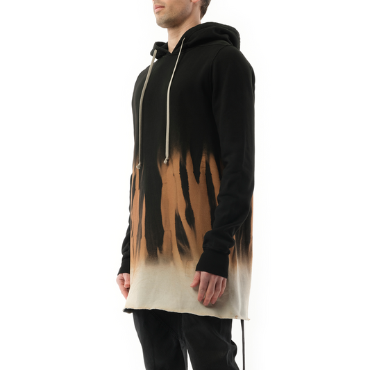 Drawstring Hoodie in Black/Terra