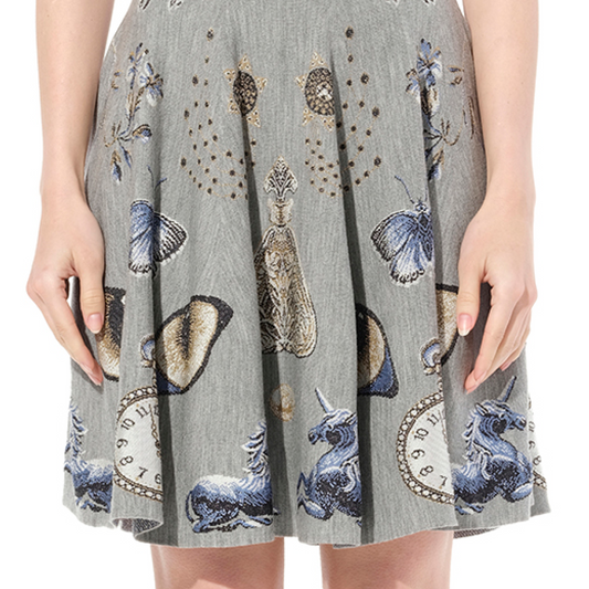 Mini Jacquard Butterfly Dress in Grey