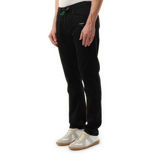 Fleece Side Panel Jeans in Black