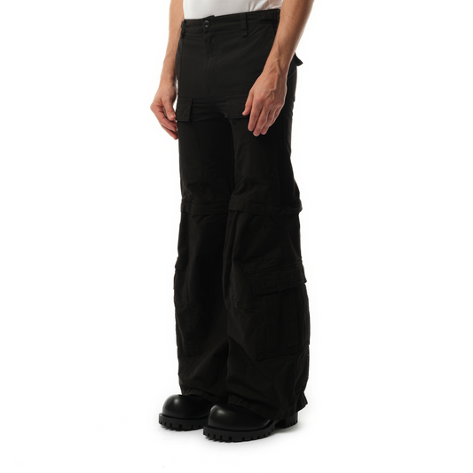 Flared Cargo Pants in Black