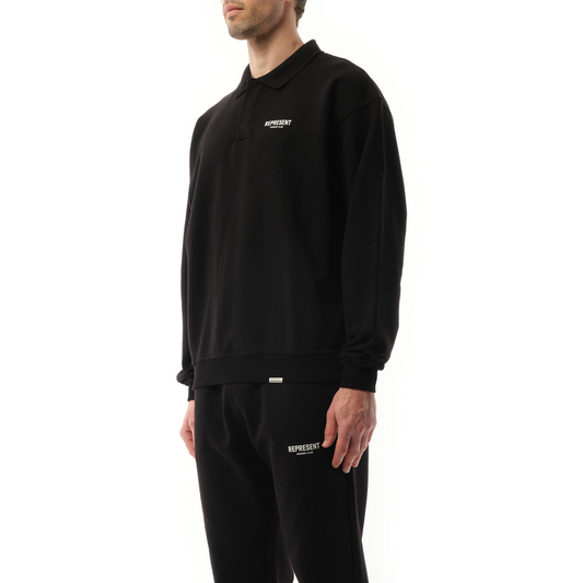 Represent Owners Club Polo Sweatshirt in  Black