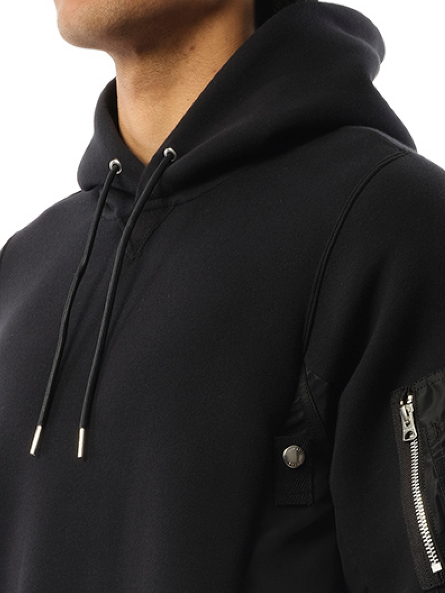 Sacai Sponge Sweat Nylon Twill Hoodie in Black
