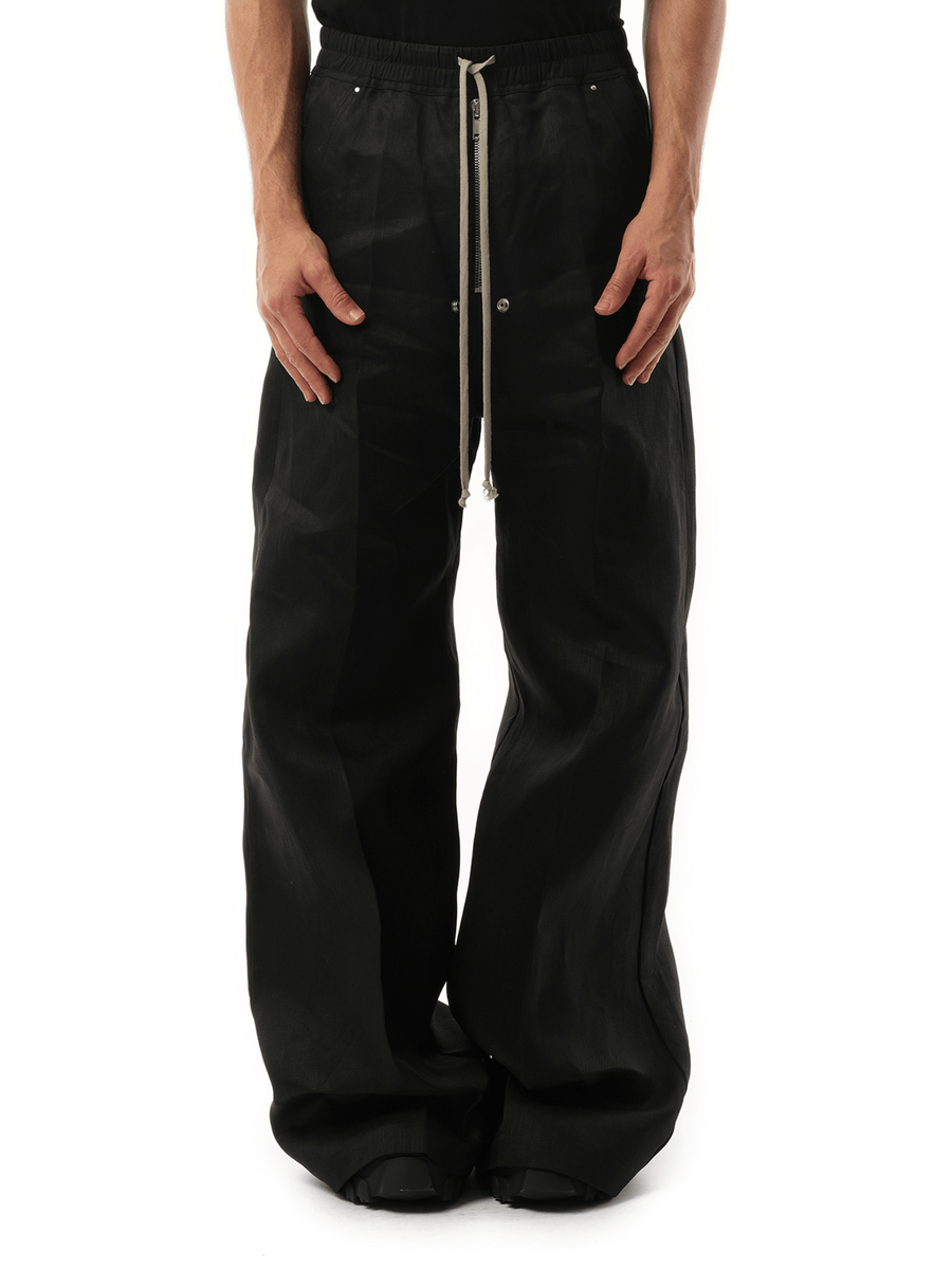 Rick Owens Linen Wide Bela Pants in Black