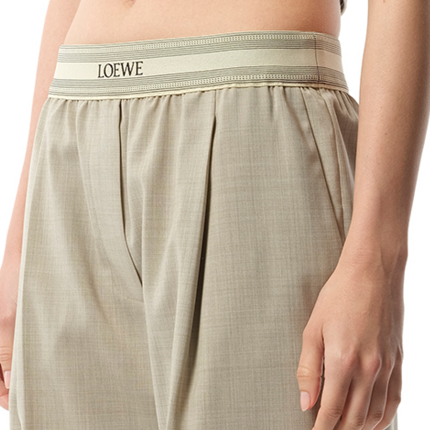 Logo Band Trouser in Light Beige Melange