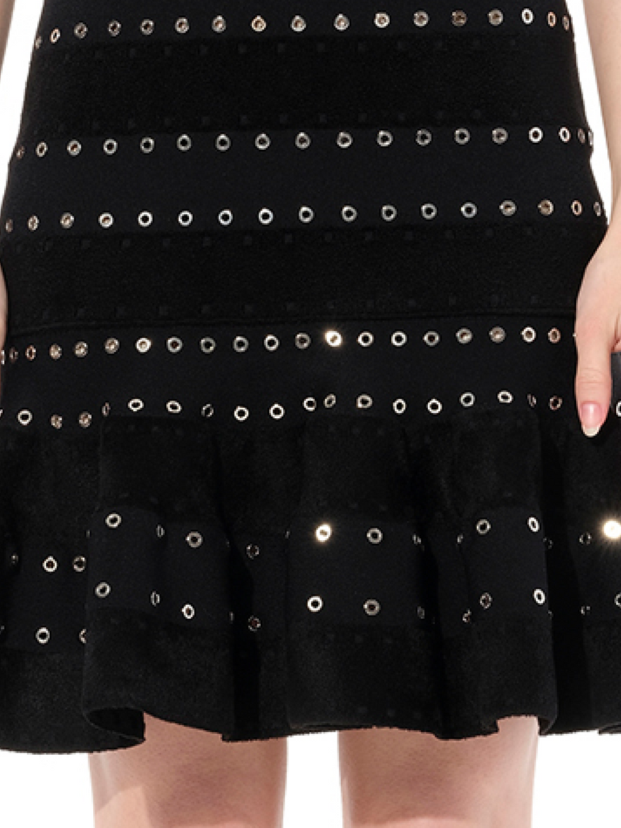 Eyelet Mini Dress in Black