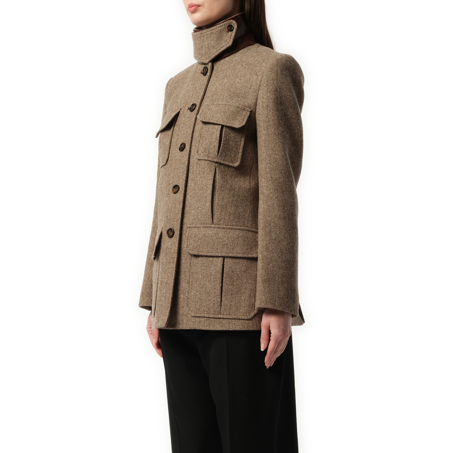 Long Officer Jacket in Somber Brown